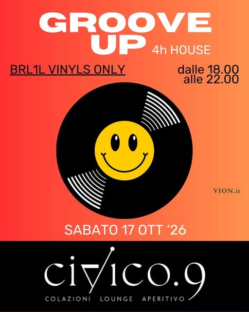 Locandina della serata Groove Up, 4 ore di house su vinile