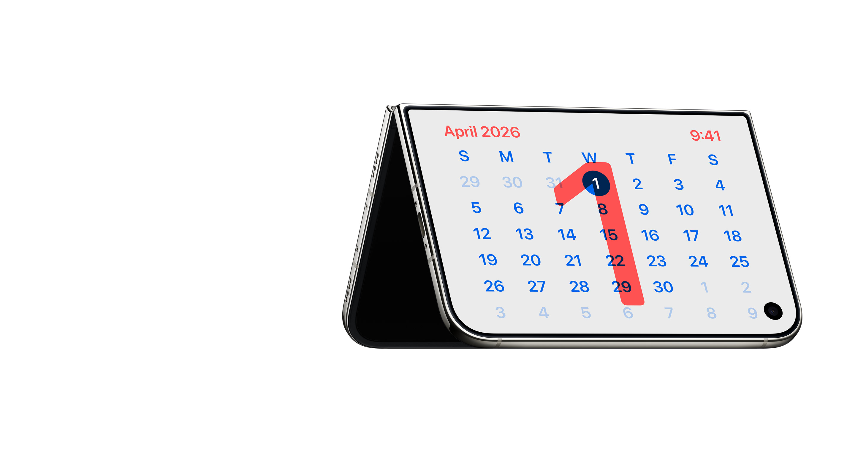 iPhone Duo a tenda con calendario in StandBy